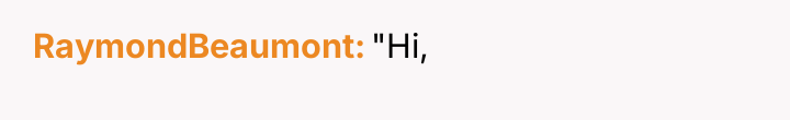 RaymondBeaumont "Hi,
