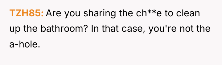 TZH85 Are you sharing the ch**e to clean up the...