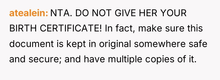 atealein NTA. DO NOT GIVE HER YOUR BIRTH CERTIFICATE! In...