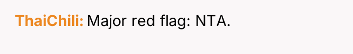 ThaiChili Major red flag: NTA.