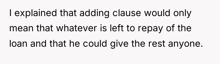 I explained that adding clause would only mean that whatever...