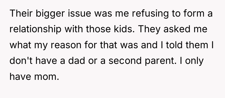 Their bigger issue was me refusing to form a relationship...