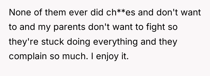 None of them ever did ch**es and don't want to...