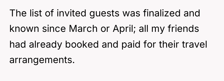 The list of invited guests was finalized and known since...