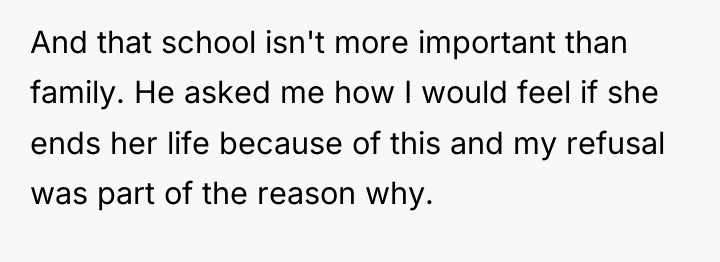 And that school isn't more important than family. He asked...
