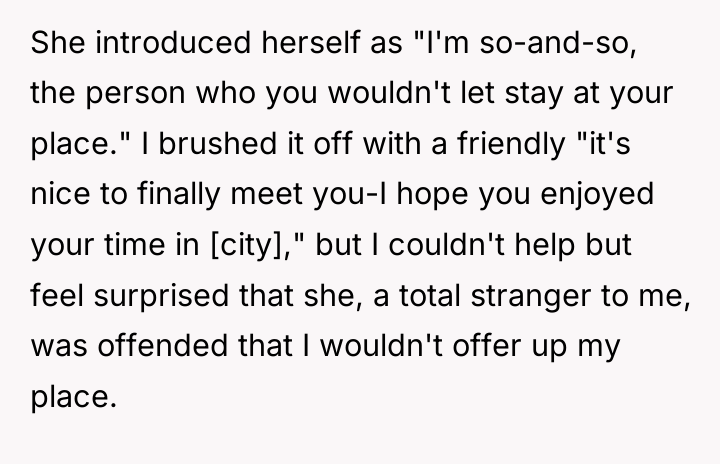 She introduced herself as "I'm so-and-so, the person who you...