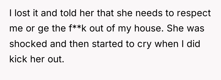 I lost it and told her that she needs to...