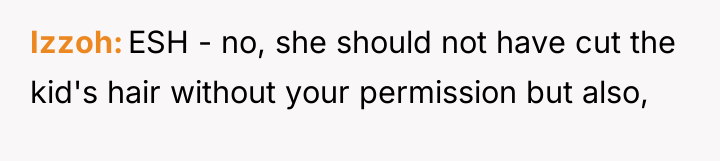 Izzoh ESH - no, she should not have cut the...