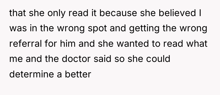 that she only read it because she believed I was...