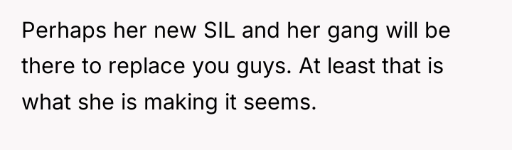 Perhaps her new SIL and her gang will be there...