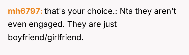 mh6797 that's your choice.: Nta they aren't even engaged. They...