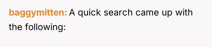 baggymitten A quick search came up with the following: