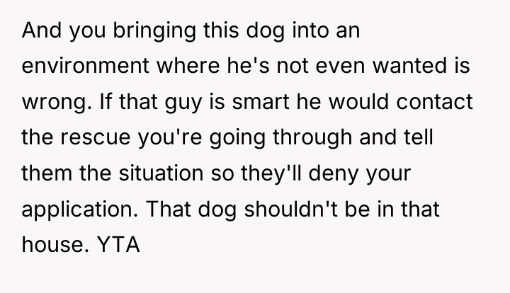 And you bringing this dog into an environment where he's...