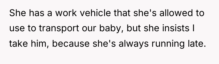 She has a work vehicle that she's allowed to use...