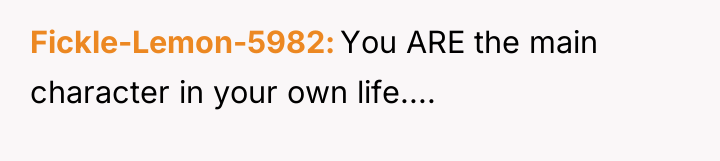 Fickle-Lemon-5982 You ARE the main character in your own life....