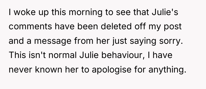 I woke up this morning to see that Julie's comments...