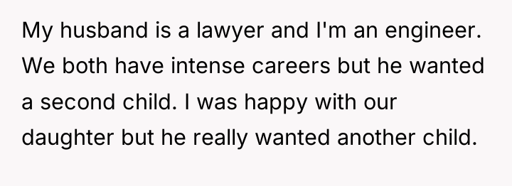 My husband is a lawyer and I'm an engineer. We...