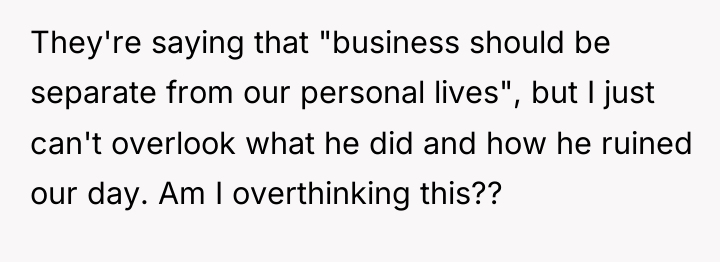 They're saying that "business should be separate from our personal...