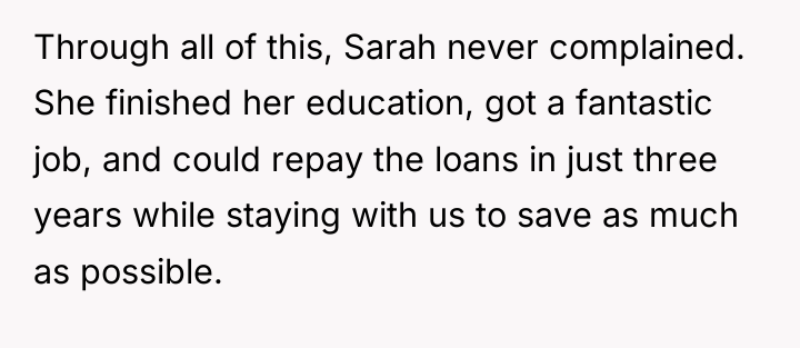 Through all of this, Sarah never complained. She finished her...
