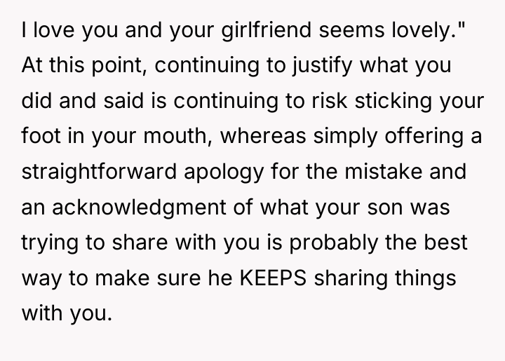 I love you and your girlfriend seems lovely." At this...