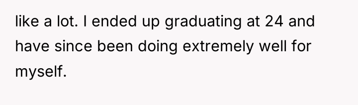 like a lot. I ended up graduating at 24 and...