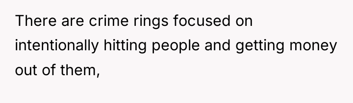 There are crime rings focused on intentionally hitting people and...