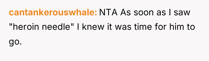 cantankerouswhale NTA As soon as I saw "heroin needle" I...