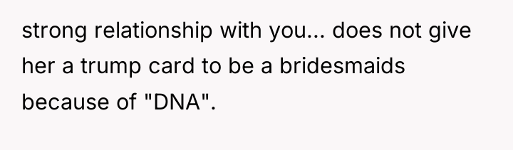 strong relationship with you... does not give her a trump...