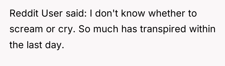 Reddit User said: I don't know whether to scream or...