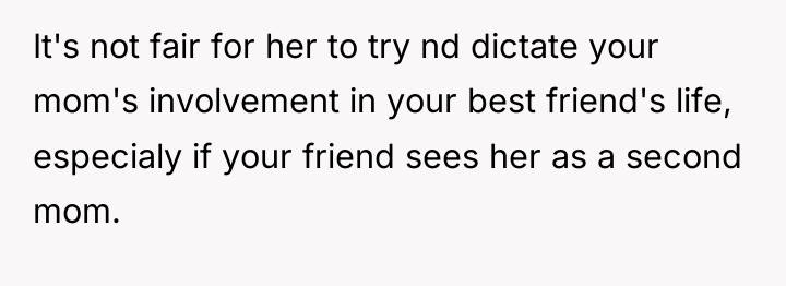It's not fair for her to try nd dictate your...