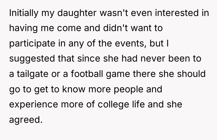 Initially my daughter wasn't even interested in having me come...