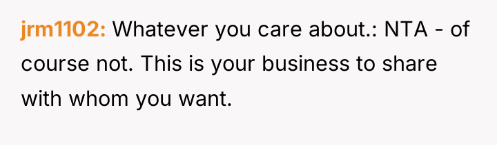 jrm1102 Whatever you care about.: NTA - of course not....