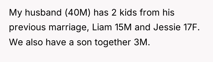 My husband (40M) has 2 kids from his previous marriage,...