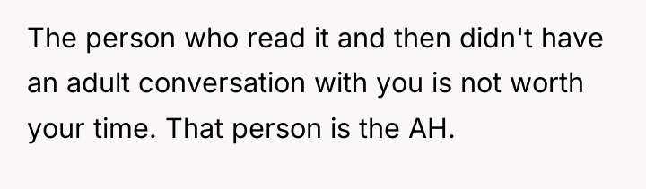 The person who read it and then didn't have an...