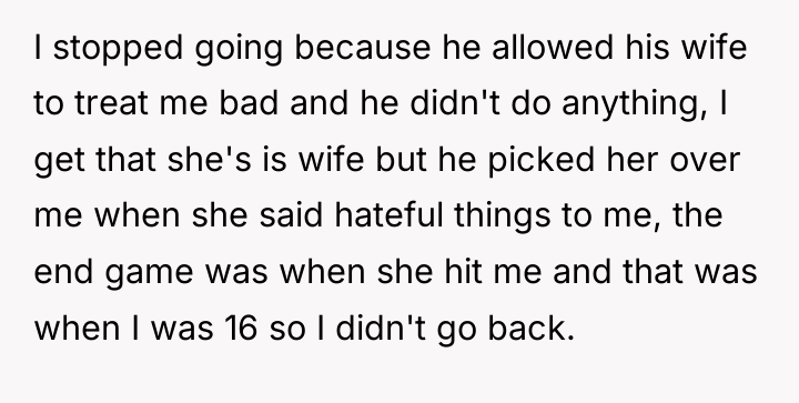 I stopped going because he allowed his wife to treat...
