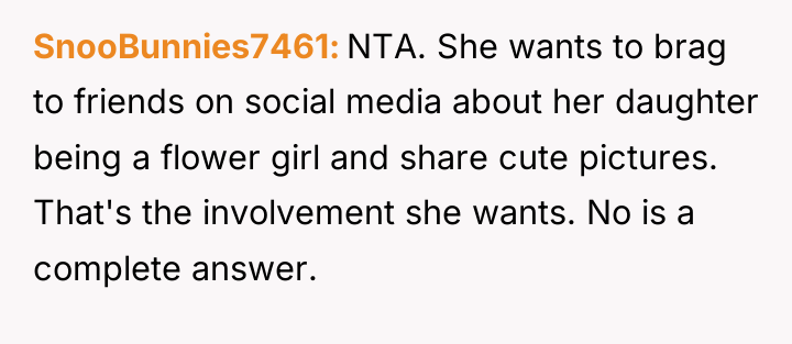 SnooBunnies7461 NTA. She wants to brag to friends on social...