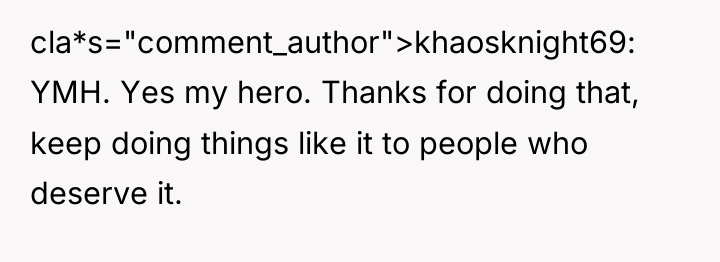 cla*s="comment_author">khaosknight69: YMH. Yes my hero. Thanks for doing that, keep...