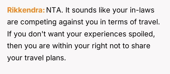 Rikkendra NTA. It sounds like your in-laws are competing against...