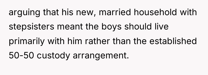 arguing that his new, married household with stepsisters meant the...