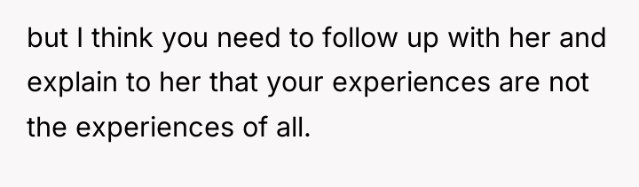 but I think you need to follow up with her...