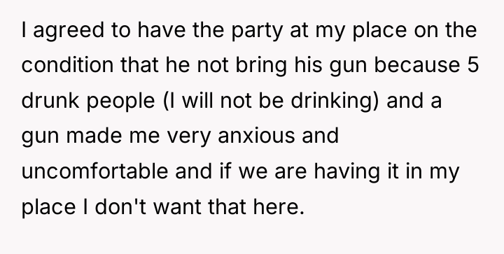I agreed to have the party at my place on...