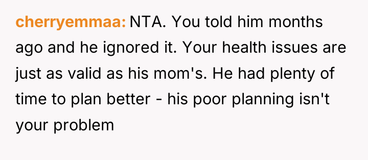 cherryemmaa NTA. You told him months ago and he ignored...