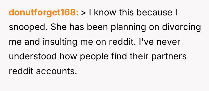 donutforget168 > I know this because I snooped. She has...