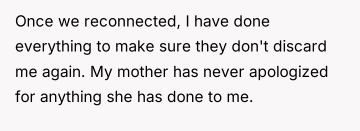 Once we reconnected, I have done everything to make sure...