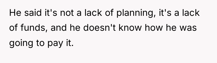 He said it's not a lack of planning, it's a...