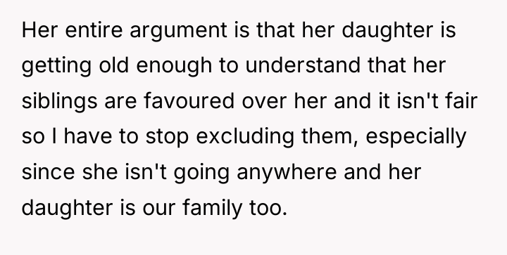 Her entire argument is that her daughter is getting old...