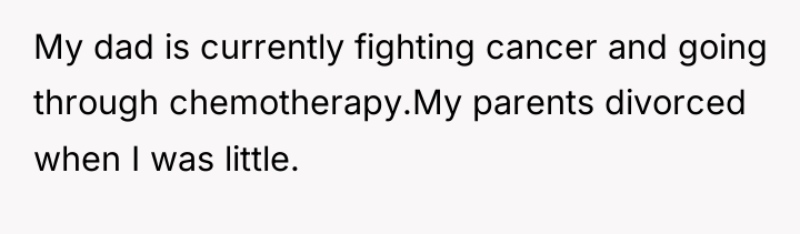My dad is currently fighting cancer and going through chemotherapy.My...