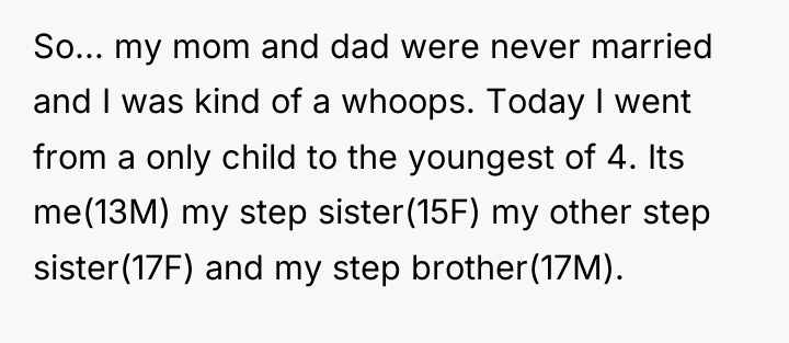 So... my mom and dad were never married and I...
