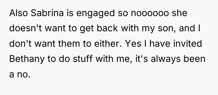 Also Sabrina is engaged so noooooo she doesn't want to...