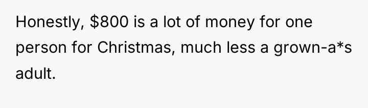 Honestly, $800 is a lot of money for one person...